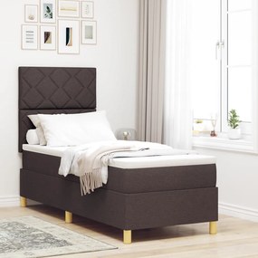 Box Spring Ágy Matrac & LED Sötétbarna 80x200 cm Szövet