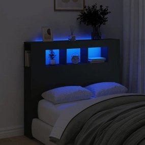 fekete szerelt fa LED-es fejtámla 120x18,5x103,5 cm