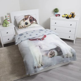 Szürke egyszemélyes pamut gyerek ágyneműhuzat 140x200 cm Dog – Jerry Fabrics
