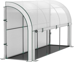 Outsunny Üvegház Roló Ajtóval, Télen is Használható Acél Vázszerkezet a Balkorra, Kertbe, Paradicsomház UV Védelemmel 300x80x157cm Zöldség- és Virág Ü
