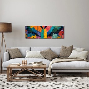 Kép - Absztrakt angyal virágokkal (órával) (90x30 cm)