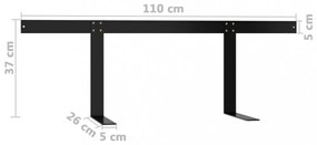 fekete vas raklapkanapé-háttámla 110 cm