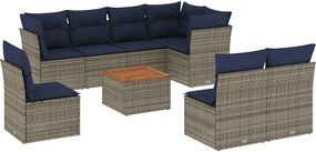 vidaXL 9 részes szürke polyrattan kerti ülőgarnitúra párnával