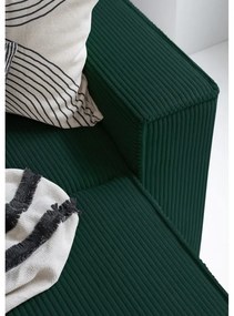 Sötétzöld kordbársony kinyitható sarokkanapé (bal oldali-U alakú) Brave Dave – Miuform