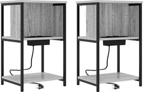 vidaXL Éjjeliszekrény 2 pcs Szürke Sonoma 38 x 31 x 61 cm Faanyag