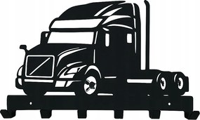 Kulcstartó, ruhatartó, törölközőtartó, kamion, teherautó, fém fekete loft