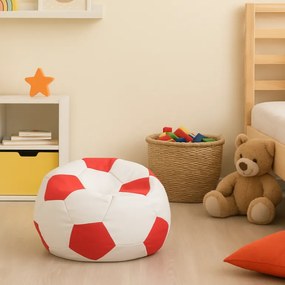 EMI focilabda mintás fehér-piros műbőr babzsákfotel