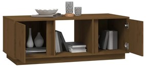 Mézbarna tömör fenyőfa dohányzóasztal 110 x 50 x 40 cm