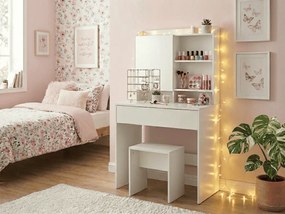 Fésülködőasztal tükörrel LUNAVI 70x40 cm, fehér