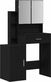 vidaXL Öltözködőasztal fiókkal Fekete tölgy 80 x 35 x 132 cm Faanyag