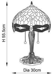 Endon 64090 - Asztali lámpa Tiffany DRAGONFLY 2xE27/60W/230V átmérő 30 cm