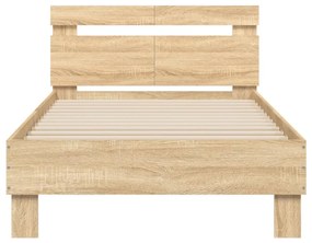 sonoma tölgy színű fejtámlás ágykeret matrac nélkül 100x200 cm