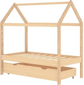 vidaXL tömör fenyőfa gyerekágykeret fiókkal 70 x 140 cm
