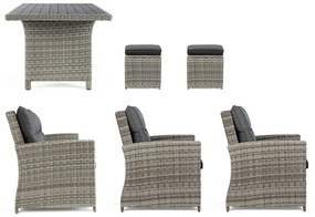 Szürke műrattan hatszemélyes kerti lounge szett Ariel – Bizzotto