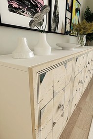Moka 180 - White, Travertine, Silver