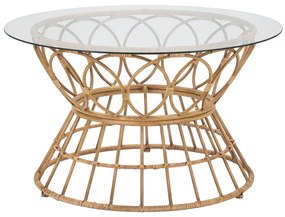 Natúr színű kerek dohányzóasztal üveg asztallappal ø 75 cm Panama – Mauro Ferretti