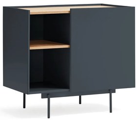 Antracitszürke-natúr színű alacsony komód tölgyfa dekorral 90x78 cm Otto – Teulat