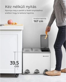 SORT szelektív hulladékgyűjtő, 24l (3x8l), szürke/fehér SongmicsHome