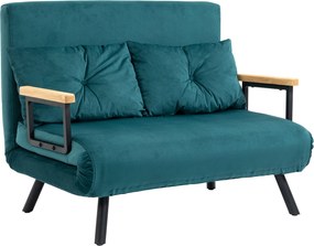 HOMCOM 2 személyes kihúzható kanapé - 5 állítható háttámlával és 2 párnával, bársonyos hatású anyag, 102 x 73 x 81 cm | Aosom