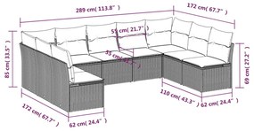 9-részes bézs polyrattan kerti ülőgarnitúra párnákkal