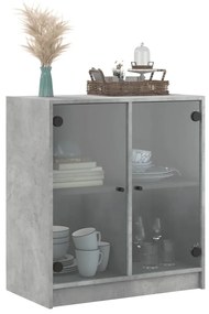 betonszürke kisszekrény üvegajtókkal 68 x 37 x 75,5 cm