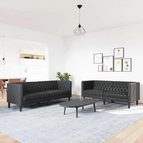 Kanapé Szett 2 pcs Fekete 194 x 74.5 x 70.5 cm Műbőr