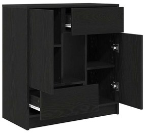 fekete tölgy komód fiókokkal és ajtókkal 70,5x34x74,5 cm