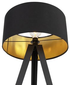 Állólámpa fekete fekete árnyékolóval és arany belsővel - Ilse