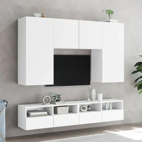 2 db fehér szerelt fa fali TV-szekrény 100 x 30 x 30 cm