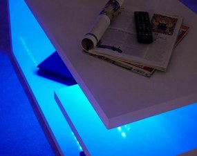 BigHome 100 cm-es dohányzóasztal, Beépített RGB LED Világítással - Fehér