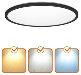 NIVERA LED 24W 230V IP54 fürdőszobai mennyezeti lámpa, 30 cm, fekete