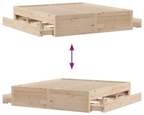 tömör fenyőfa fiókos ágykeret matrac nélkül 200 x 200 cm