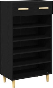vidaXL Cipőszekrény fiókkal Fekete tölgy 60 x 35 x 105 cm Faanyag