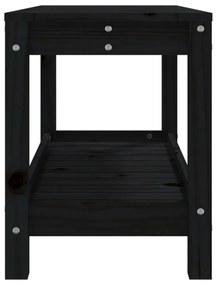 fekete tömör fenyőfa kerti pad 82,5 x 35 x 45 cm
