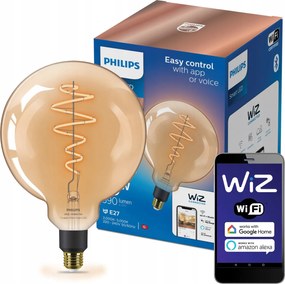 Led izzó E27 G200 6W 25W Filament Borostyán Smart WiFi Philips WiZ