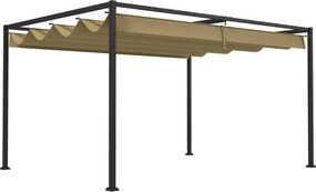 Outsunny 4x3 m-es Pergola, Acél Terasz Napernyő, Állítható Tetővel, Szabadonálló, Napvédelem Teraszra és Kertbe, Khaki | Aosom