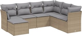 vidaXL 7 részes vegyes bézs polyrattan kerti ülőgarnitúra párnákkal