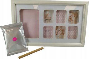 Gyerek képkeret agyag baba lenyomat rózsaszín gipsz