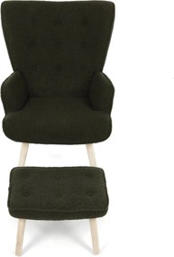 Relaxační křeslo, zelená, látka bouclé, AK-319 GRN2