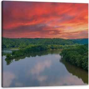 Vászonkép Rózsaszín ég Nap Folyó Természet 50X50 cm
