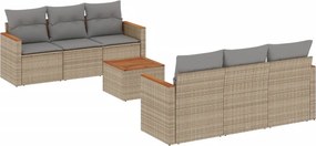 vidaXL 7 részes bézs polyrattan kerti ülőgarnitúra párnákkal
