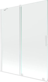 Mexen Velar, 2 szárnyas eltolható kádparaván 140 x 150 cm, 8mm átlátszó üveg, fehér profil, 896-140-000-01-20