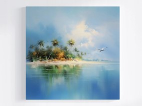 Vászonkép Canvas Tájkép Tenger Óceán Sziget Tengerpart Pálmafák Sirály 80x80