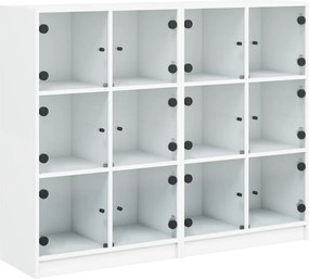 vidaXL fehér szerelt fa könyvespolc ajtókkal 136 x 37 x 109 cm
