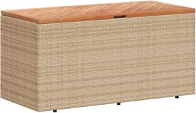 vidaXL bézs polyrattan és akácfa kerti tárolóláda 110 x 50 x 54 cm