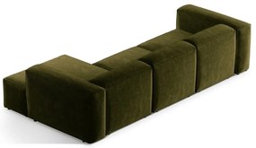 Zöld kordbársony sarokkanapé (jobb oldali-heverő résszel) Bergano – Cosmopolitan Design