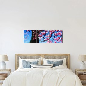 Kép festett cseresznyevirágok (órával) (90x30 cm)
