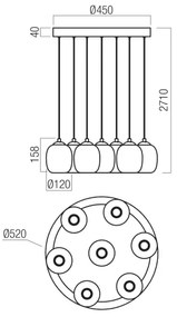 Redo 01-3489 - LED dimmelhető, kábelen függesztett KHADI csillár 7xLED/5W/230V fekete/füstszínű
