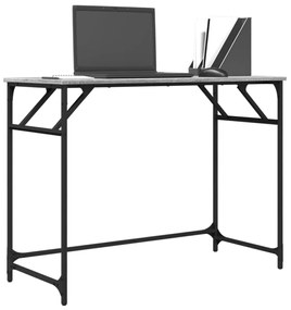 szürke sonoma szerelt fa és porszórt acél íróasztal 100x45x76cm