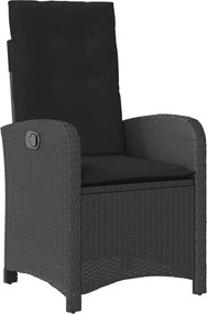 vidaXL fekete polyrattan dönthető kerti szék párnával
